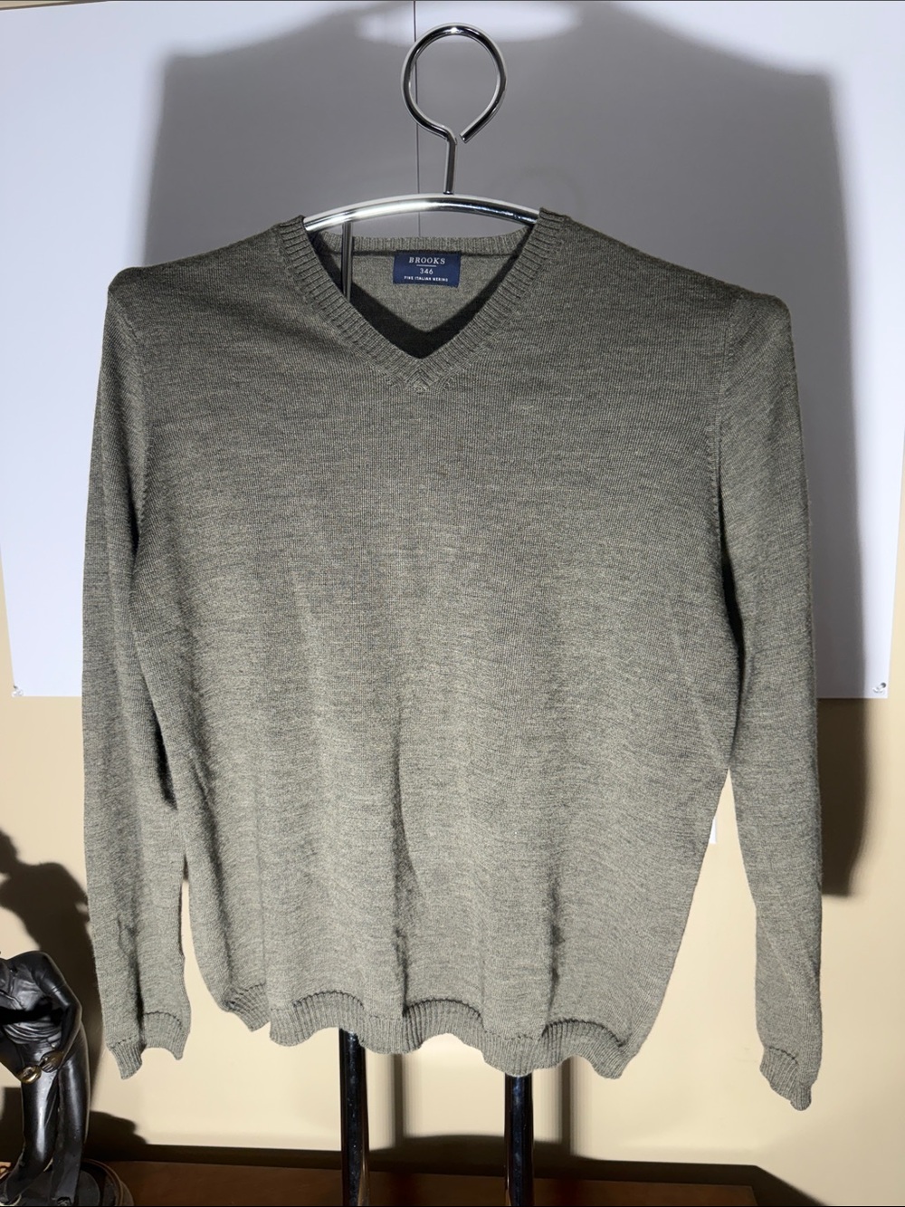 Brooks Brothers Olive Green Men's V-Neck Sweater